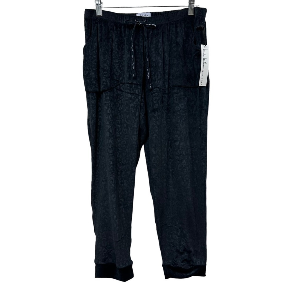 Nicole Miller Velvety Velour Black Jogger Pants, M